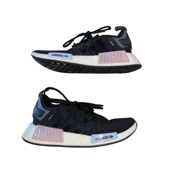 Adidas NMD R1 Athletic Sneakers Black Magic Mauve Shoes Size 7 - Picture 1 of 5